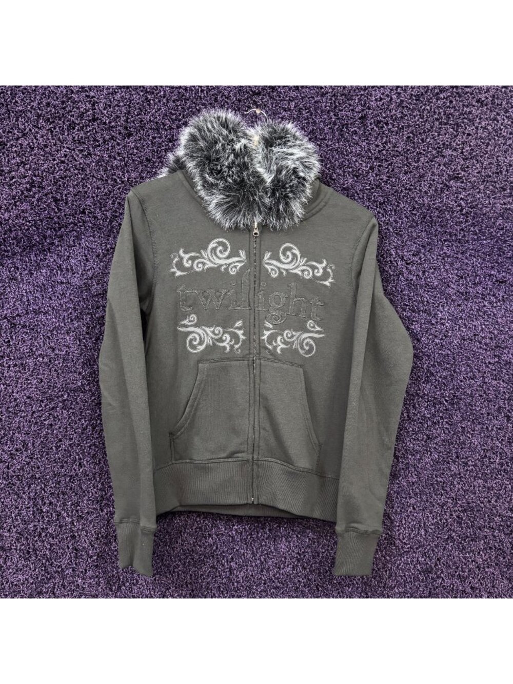 Twilight Logo Fur Zip-Up Hoodie Size Medium